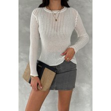 Fitilli Transparan Triko Bluz Standart Beden 113