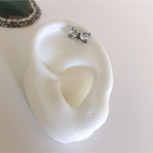 Cerrahi Çelik Zirkon Taşlı Fiyonk Piercing - Bar 6 mm