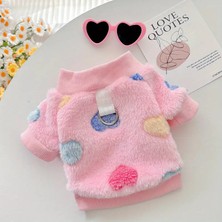 Lady Fify Kedi Köpek İçin Flanel Kumaştan Tasma Bağlama Halkalı Pembe/Turkuaz Kazak