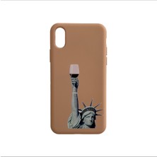 iPhone X/xs Uyumlu Statue Of Liberty Tasarımlı Içi Kadife Silikon Kılıf