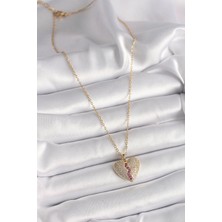Winwin Store 316L Çelik Gold Renk Zincir Zirkon Taşlı Kalp Model Kadın Kolye