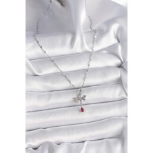 Winwin Store 316L Çelik Gümüş Renk Zincir Renkli Zirkon Taşlı Yusufçuk Model Kadın Kolye