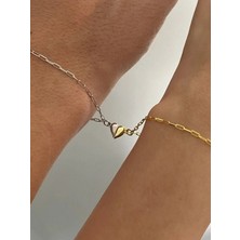 Sirius Jewelry Shop 925  AyarGümüş Mıknatıslı Kalp Çift Bilekliği