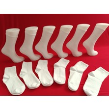 Moda Düz Beyaz Pamuklu Kolej Çorap 6'lı Paket