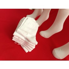 Moda Düz Beyaz Pamuklu Kolej Çorap 6'lı Paket