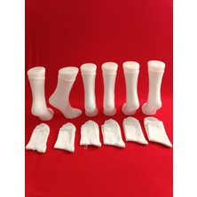 Moda Düz Beyaz Pamuklu Kolej Çorap 6'lı Paket
