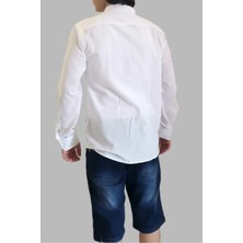Cassida Beyaz Keten Slim Fit Uzun Kol Erkek Gömlek