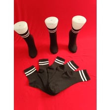 Moda Siyah Pamuklu Kolej Çorabı Çizgi Desenli 6'lı Paket