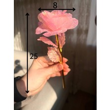 Love Candle Dekor 1 Adet Solmayan Gül, Yapay Gül, Parlak Gül, Sevgililer Günü Hediyesi, Simli Yapay Gül