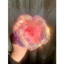 Love Candle Dekor 1 Adet Solmayan Gül, Yapay Gül, Parlak Gül, Sevgililer Günü Hediyesi, Simli Yapay Gül