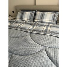 Wellsoft Dream Ekose Double Size (Battal Boy) Gri Uyku Seti Çarşaflı