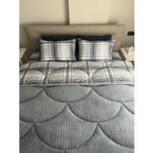 Wellsoft Dream Ekose King Size Gri Yorgan +  Yastık Kılıfı