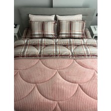 Wellsoft Dream Ekose King Size Pudra Uyku Seti Çarşaflı