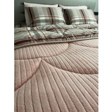 Wellsoft Dream Ekose King Size Pudra Uyku Seti Çarşaflı
