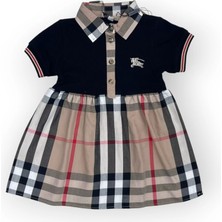Baby Marka Burberi Desen Gömlek Yaka Elbise Kız 9-36 Ay