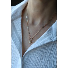 Yenigün Kuyumculuk 14 Ayar Altın Kalp Detaylı Ataç Kolye