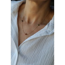 Yenigün Kuyumculuk 14 Ayar Altın Üçlü Şans Yoncası Renkli Kolye