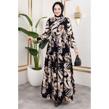 Orchid Style Palmiye Desenli Tesettür Elbise