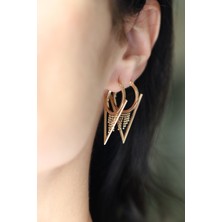 Yenigün Kuyumculuk 14 Ayar Altın Üçgen Zincir Sallantılı Tasarım Halka Küpe