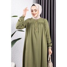 Orchid Style yarım Düğmeli Viskon Elbise