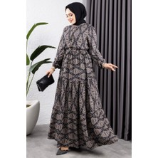 Orchid Style bağcıklı Desenli Viskon Elbise