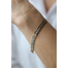 Yenigün Kuyumculuk 14 Ayar Altın Beyaz Detaylı Kordon Bileklik