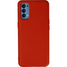 Bilişim Akademi  Oppo Reno 4 Kılıf Silikon Kılıf Yumuşak Kılıf Içi Kadife Lansman - Kırmızı