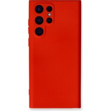 Bilişim Akademi  Samsung Galaxy S22 Ultra Kılıf Silikon Kılıf Yumuşak Kılıf Içi Kadife Lansman - Kırmızı