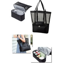 Termoslu Fileli Altı Buzluklu Plaj Çantası