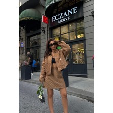 Maggaza Kahverengi Kapitone Arma Detaylı Takım