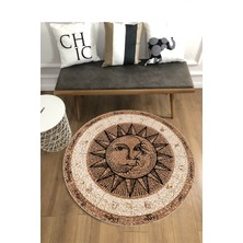 Carmine Carpet Dijital Baskılı Dekoratif Yıkanabilir Yuvarlak Kaymaz Taban Halı