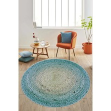 Carmine Carpet Dijital Baskılı Dekoratif Yıkanabilir Yuvarlak Kaymaz Taban Halı