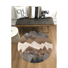 Carmine Carpet Dijital Baskılı Dekoratif Yıkanabilir Yuvarlak Kaymaz Taban Halı