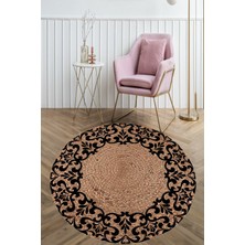 Carmine Carpet Dijital Baskılı Dekoratif Yıkanabilir Yuvarlak Kaymaz Taban Halı