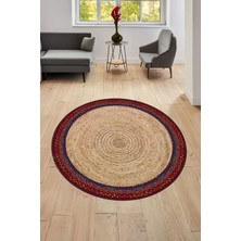 Carmine Carpet Dijital Baskılı Dekoratif Yıkanabilir Yuvarlak Kaymaz Taban Halı