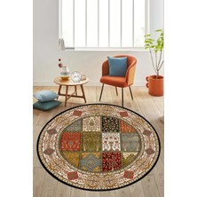 Carmine Carpet Dijital Baskılı Dekoratif Yıkanabilir Yuvarlak Kaymaz Taban Halı