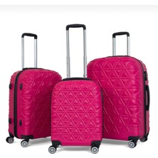 Saddlebag Piramit Desen Abs Seyahat Valizi, Canyon Serisi, Pembe-3'lü Set