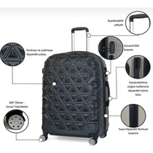 Saddlebag Piramit Desen Abs Seyahat Valizi, Canyon Serisi, Sarı-3'lü Set
