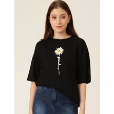 Tarz Yeri Baskılı Kadın T-Shirt - Siyah