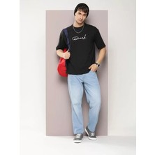 Tarz Yeri Baskılı Oversize T-shirt - Siyah -