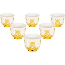 Yaren Style Altılı Gold Metalli Kahve Fincanı Takımı – Mırra Kahvesi Sunumu Için Özel Set  | Arap Espresso & Zemzem Takımı