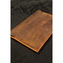 MAT DERİ Macbook Çantası Turuncu Hakiki Deri Macbook 13" 14" 15" 16" Seçenekli Kılıf