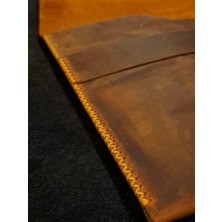 MAT DERİ Macbook Çantası Turuncu Hakiki Deri Macbook 13" 14" 15" 16" Seçenekli Kılıf