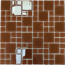 Mutfak Tezgah Arası, Banyo, Havuz, Sauna, Spa ve Iç ve Dış Dekorasyonda Tüm Yüzeyler Için, Sütlü Kahve 30X30 cm. Fileli Kristal Cam Mozaik. ( 1 M2 Fiyatıdır )