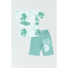 Yaprak Baskılı  2 Li Erkek Çocuk Şortlu Takım