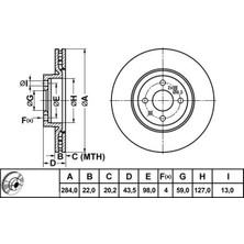 MGA-50101 - Fren Dısk On Hava Kanallı 284-4 ( Fıat: Lınea Bravo Marea Stılo 05 -  / Alfa Romeo: 155 92 - 97)