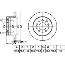 MGA-50355 - Fren Dısk Arka Duz 280-5 ( Fıat: Ducato 06 -  / Peugeot: Boxer 06 - )