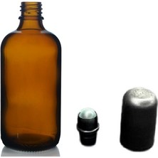 Zylan Ambalaj 100 ml Kahverengi Cam Şişe Roll-On Şişe, 12 Adet, Bilye Başlıklı Şişe