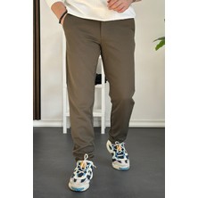 Erkek Beli Düğmeli Dar Paça Jogger Pantolon Yeşil EDW224