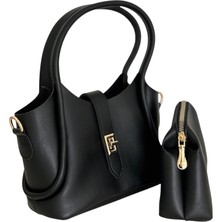 Ceeldu Kadın Küçük Boy Siyah Iç Çantalı Şık El ve Omuz Çantası